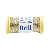 Нитки для вышивания Gamma Brill мулине М металлик 100% полиэстер 50 м M- 106 св. золотистый